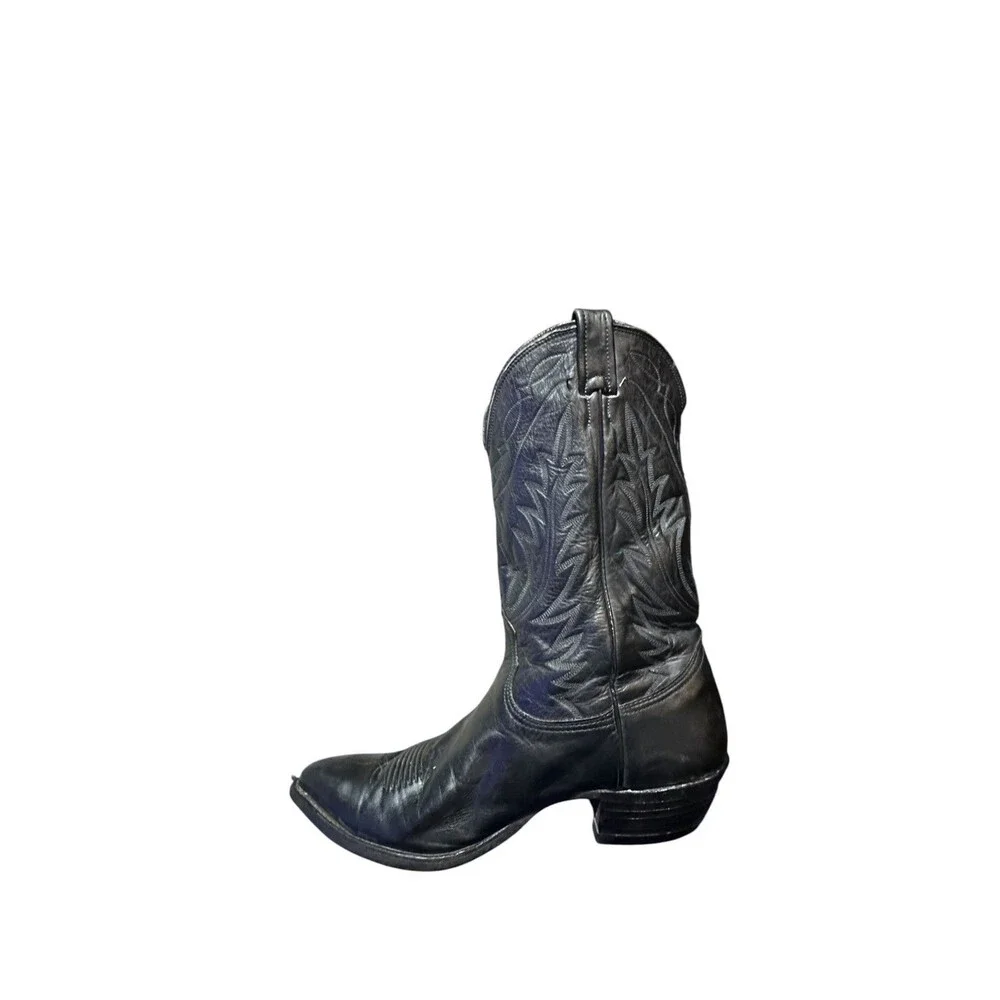 Nocona 7501 Black Deertan Leather Western Cowboy Boot Mens Sz 9.5 D Made in USA